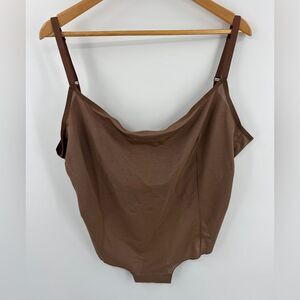 Skims women’s 4X sheer mesh sculpt thong bodysuit cocoa brown
